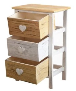 Mobili Rebecca Table De Chevet En Bois à 3 Tiroirs Marron Et Beige -Boutique Maisons du Monde table de chevet en bois a 3 tiroirs marron et beige 4