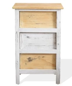 Mobili Rebecca Table De Chevet En Bois à 3 Tiroirs Marron Et Beige -Boutique Maisons du Monde table de chevet en bois a 3 tiroirs marron et beige 5