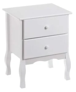 Wadiga Table De Chevet En Bois Blanc 2 Tiroirs 48x35x61cm