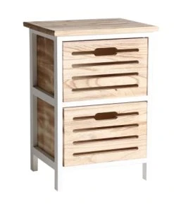 Lastdeco Table De Chevet En Bois Blanc Et Marron 35x30x50 -Boutique Maisons du Monde table de chevet en bois blanc et marron 35x30x50 1