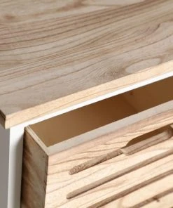 Lastdeco Table De Chevet En Bois Blanc Et Marron 35x30x50 -Boutique Maisons du Monde table de chevet en bois blanc et marron 35x30x50 2