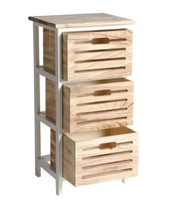 Lastdeco Table De Chevet En Bois Blanc Et Marron 35x30x71 -Boutique Maisons du Monde table de chevet en bois blanc et marron 35x30x71 2