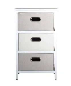 Lastdeco Table De Chevet En Bois Blanc Et Marron 38x28x60