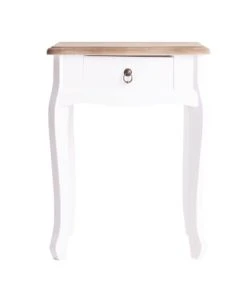 Lastdeco Table De Chevet En Bois Blanc Et Marron 44x32x57