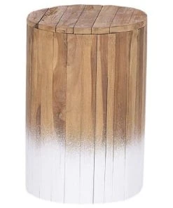 Beliani Table De Chevet En Bois Clair Et Blanc