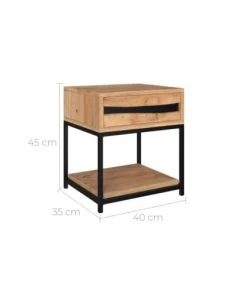 Rendez Vous Déco Table De Chevet En Bois D'acacia Et Métal, 1 Tiroir Et 1 étagère -Boutique Maisons du Monde table de chevet en bois d acacia et metal 1 tiroir et 1 etagere 2