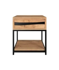 Rendez Vous Déco Table De Chevet En Bois D'acacia Et Métal, 1 Tiroir Et 1 étagère