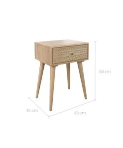 Rendez Vous Déco Table De Chevet En Bois De Manguier Gravé 1 Tiroir -Boutique Maisons du Monde table de chevet en bois de manguier grave 1 tiroir 2