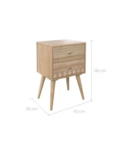 Rendez Vous Déco Table De Chevet En Bois De Manguier Gravé 2 Tiroirs -Boutique Maisons du Monde table de chevet en bois de manguier grave 2 tiroirs 2