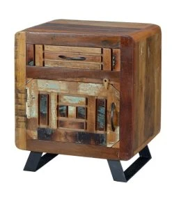 GINER Y COLOMER Table De Chevet En Bois De Manguier. Noyer Vieilli Et Gris -Boutique Maisons du Monde table de chevet en bois de manguier noyer vieilli et gris 3