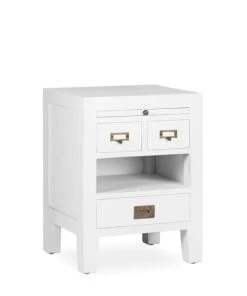 MOYCOR Table De Chevet En Bois De Mindi Blanc 45x60