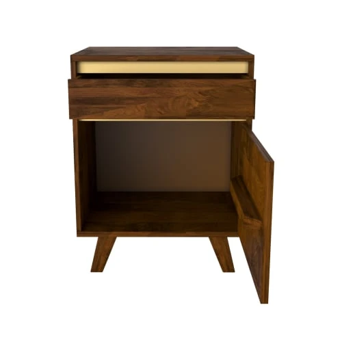 Rendez Vous Déco Table De Chevet En Bois Détails Dorés, 1 Tiroir Et 1 Porte 3 Rendez Vous Déco Table De Chevet En Bois Détails Dorés, 1 Tiroir Et 1 Porte – Image 2