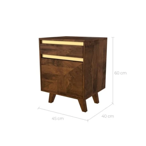 Rendez Vous Déco Table De Chevet En Bois Détails Dorés, 1 Tiroir Et 1 Porte 4 Rendez Vous Déco Table De Chevet En Bois Détails Dorés, 1 Tiroir Et 1 Porte – Image 3