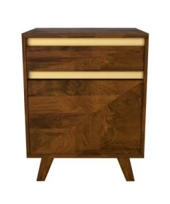 Rendez Vous Déco Table De Chevet En Bois Détails Dorés, 1 Tiroir Et 1 Porte