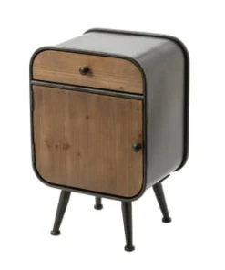 HELLIN Table De Chevet En Bois Et Métal 1 Porte Et 1 Tiroir