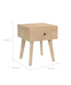 Rendez Vous Déco Table De Chevet En Bois Gravé 1 Tiroir -Boutique Maisons du Monde table de chevet en bois grave 1 tiroir 2