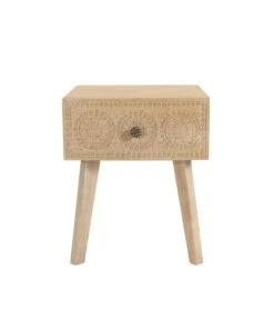 Rendez Vous Déco Table De Chevet En Bois Gravé 1 Tiroir