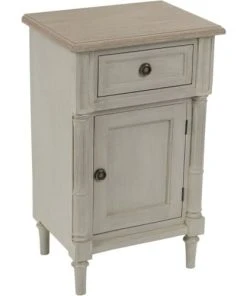 Jardideco Table De Chevet En Bois Gris