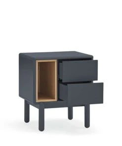 TEULAT Table De Chevet En Bois Gris Anthracite -Boutique Maisons du Monde table de chevet en bois gris anthracite 2