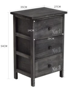 Mobili Rebecca Table De Chevet En Bois Gris Et Blanc Avec 3 Tiroirs -Boutique Maisons du Monde table de chevet en bois gris et blanc avec 3 tiroirs 5