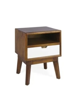 MOYCOR Table De Chevet En Bois Marron Et Blanc L 45cm