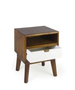 MOYCOR Table De Chevet En Bois Marron Et Blanc L 45cm -Boutique Maisons du Monde table de chevet en bois marron et blanc l 45cm 4