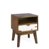 MOYCOR Table De Chevet En Bois Marron Et Tiroir Blanc L 45 Cm