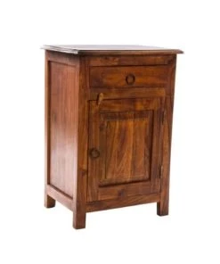 Wadiga Table De Chevet En Bois Massif D'acacia 1 Tiroir 1 Placard