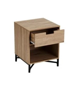 Unimasa Table De Chevet En Bois MDF Et Métal 1 Tiroir -Boutique Maisons du Monde table de chevet en bois mdf et metal 1 tiroir 1