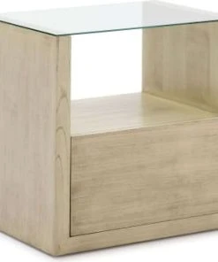 Thai Natura Table De Chevet En Bois Naturel Clair Plateau En Verre -Boutique Maisons du Monde table de chevet en bois naturel clair plateau en verre argozon