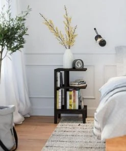 WOODEK Table De Chevet En Bouleau Noir Huilé