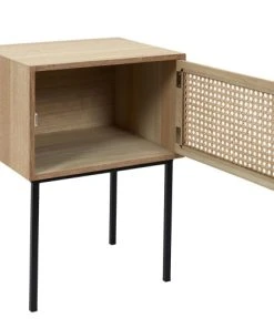 TOILINUX Table De Chevet En Cannage 1 Porte En Bois Et Métal Marron -Boutique Maisons du Monde table de chevet en cannage 1 porte en bois et metal marron 3