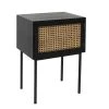 TOILINUX Table De Chevet En Cannage 1 Porte En Bois Et Métal Noir -Boutique Maisons du Monde table de chevet en cannage 1 porte en bois et metal noir