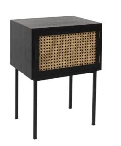 TOILINUX Table De Chevet En Cannage 1 Porte En Bois Et Métal Marron -Boutique Maisons du Monde table de chevet en cannage 1 porte en bois et metal noir 5