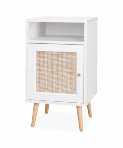 Alice's Garden Table De Chevet En Cannage Blanc