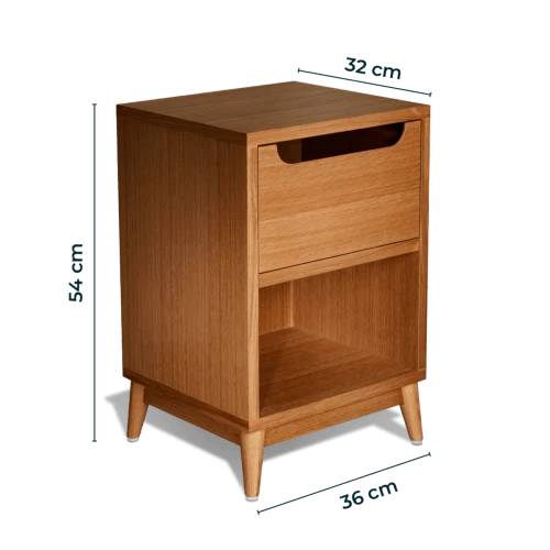 Kulile Table De Chevet En Chene Miel Beige Havane 6 Kulile Table De Chevet En Chene Miel Beige Havane – Image 4