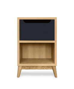 Kulile Table De Chevet En Chene Naturel Gris Anthracite