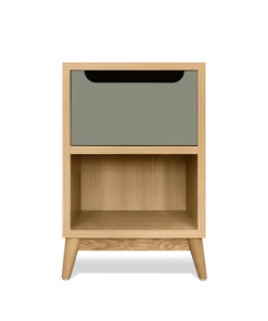 Kulile Table De Chevet En Chene Naturel Kaki Poudré