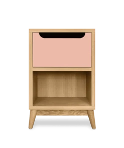 Kulile Table De Chevet En Chene Naturel Rose Blush