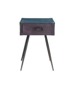 Chehoma Table De Chevet En Cuir Noir