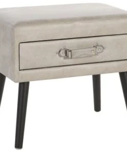 Beliani Table De Chevet En Cuir PU Beige