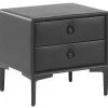 Beliani Table De Chevet En Cuir PU Noir 2 Tiroirs -Boutique Maisons du Monde table de chevet en cuir pu noir 2 tiroirs