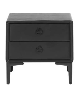 Beliani Table De Chevet En Cuir PU Noir 2 Tiroirs -Boutique Maisons du Monde table de chevet en cuir pu noir 2 tiroirs 2