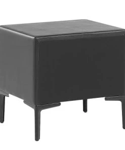 Beliani Table De Chevet En Cuir PU Noir 2 Tiroirs -Boutique Maisons du Monde table de chevet en cuir pu noir 2 tiroirs 3