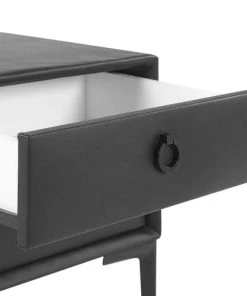 Beliani Table De Chevet En Cuir PU Noir 2 Tiroirs -Boutique Maisons du Monde table de chevet en cuir pu noir 2 tiroirs 4