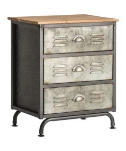 Lastdeco Table De Chevet En Fer Et Bois Gris 54x37x66 -Boutique Maisons du Monde table de chevet en fer et bois gris 54x37x66 1