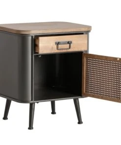 Lastdeco Table De Chevet En Fer Et Bois Noir 51x40x59 -Boutique Maisons du Monde table de chevet en fer et bois noir 51x40x59 2