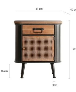 Lastdeco Table De Chevet En Fer Et Bois Noir 51x40x59 -Boutique Maisons du Monde table de chevet en fer et bois noir 51x40x59 5