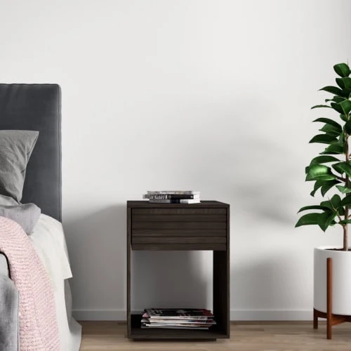 WOODEK Table De Chevet En Hêtre Noir Huilé 4 WOODEK Table De Chevet En Hêtre Noir Huilé – Image 2