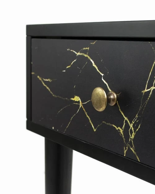 RNT By Really Nice Things Table De Chevet En MDF Avec Imprimé En Marbre Noir. 6 RNT By Really Nice Things Table De Chevet En MDF Avec Imprimé En Marbre Noir. – Image 4